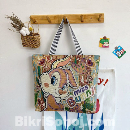 Cartoon Woven Tote Bag